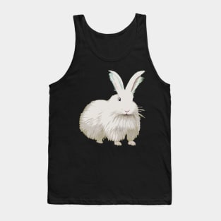 Fluffy Dwarf Angora Rabbit as a Vintage Pet Furry and Cute Bunny Animal Tank Top